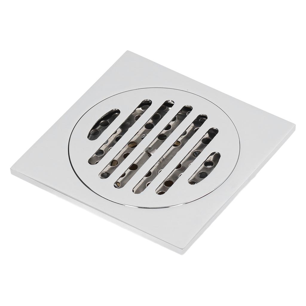 Shower Floor Drain Stainless Steel Copper Electroplated Round Lid Large Discharge Draining Part for