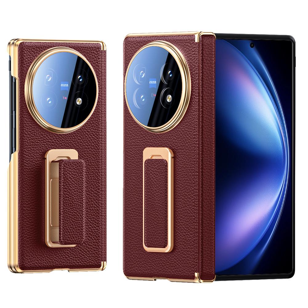 Applicable To vivoXFold1 Folding Mobile Phone , All-inclusive Leather, Double Central Axis Hinge , Wristband Bracket, Anti-drop