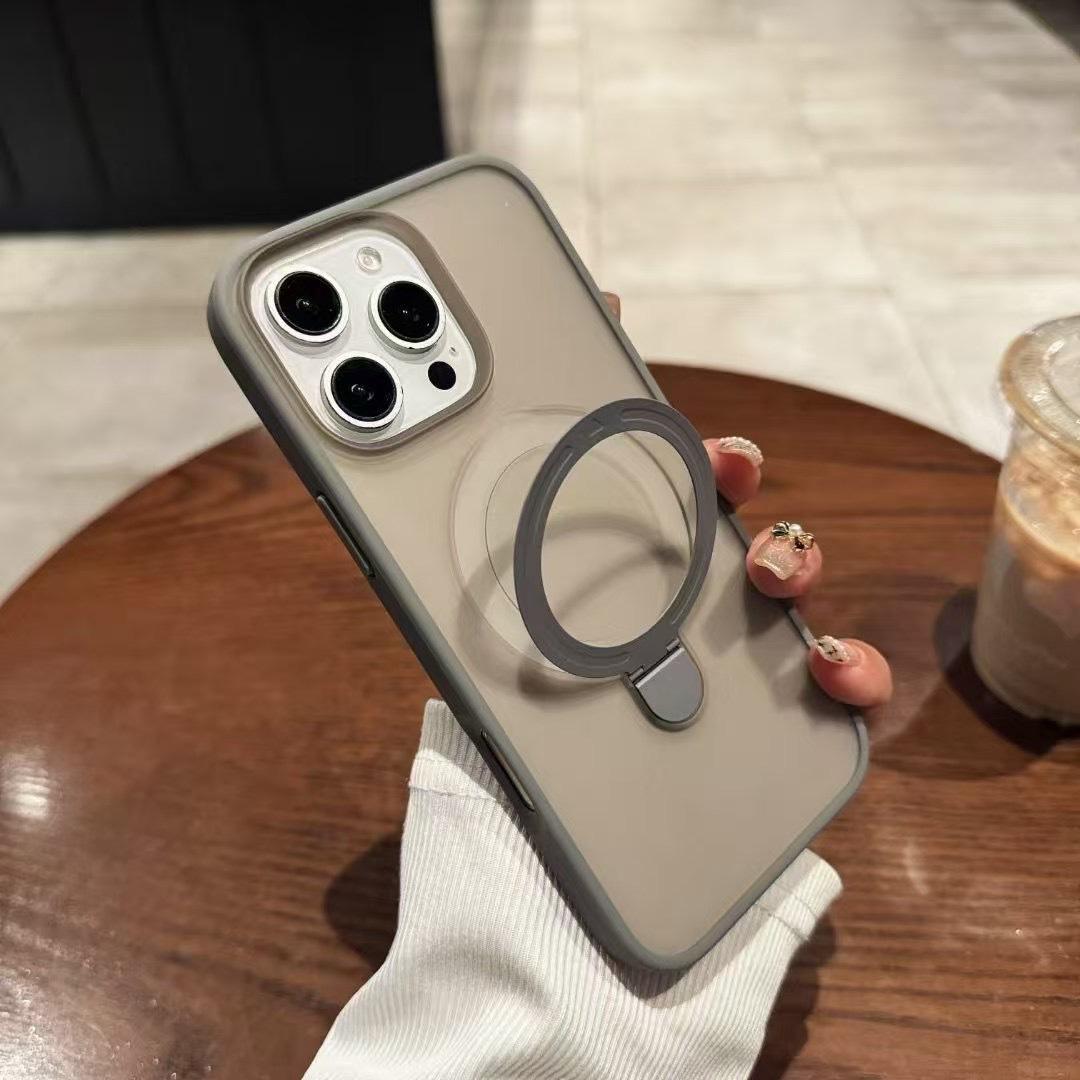 

Magnetic Stand Matte Phone Case for iPhone 16 Pro Max and Apple 15 - Protective Skin Feel 15/14 Plus серый