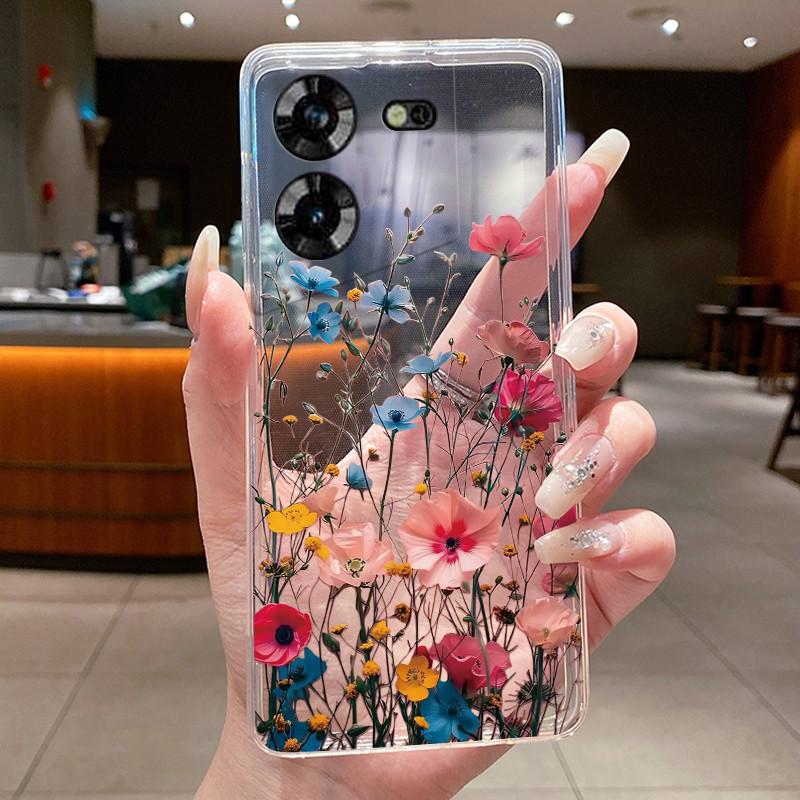 For Techno Pova 5 LH7n 5Pro LH8n Phone Case Tecno Pova 5 Pro Case Clear Luxury Fashion Butterfly Flowers Soft TPU Silicone Cover