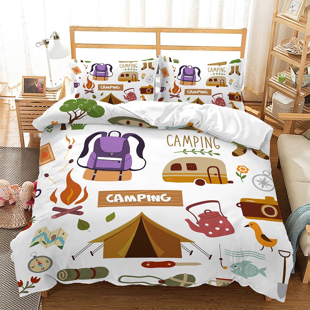 Bett Dreiteilig Lernen Musik Camping Astronaut Sport 3D Digitaldruck Set