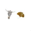 Tribal Bull Head Sculpture And Ginkgo Leaves Abstract Wall Hanging Art for Office Farmhouse Bedroom