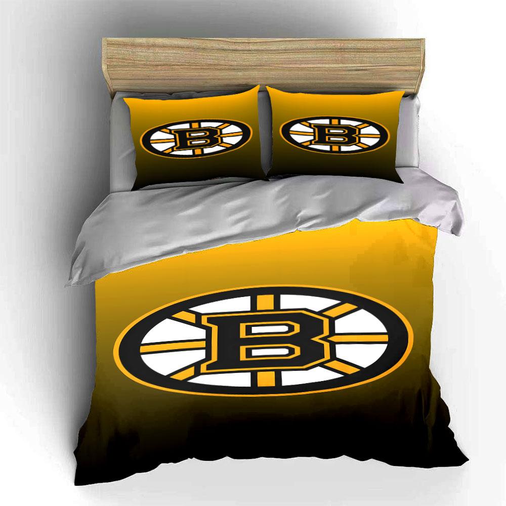 Golden Black "B" Emblem Design Print Bedding Set Duvet Cover Pillowcases (1* Duvet Cover 2* Pillowcases Do Not Include Comforter)