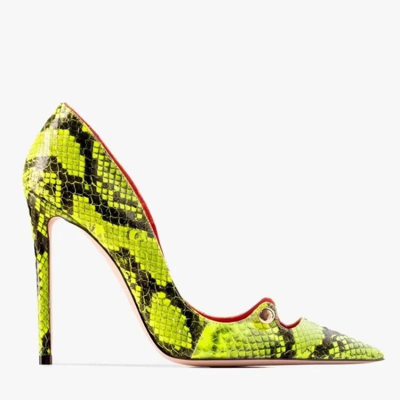 Fashion Roman Red Black Rivet Thin High Heels Shose 2024 New Women's Spring Summer Sexy Pointy Metal Buckle Show High Heels Size 34-44