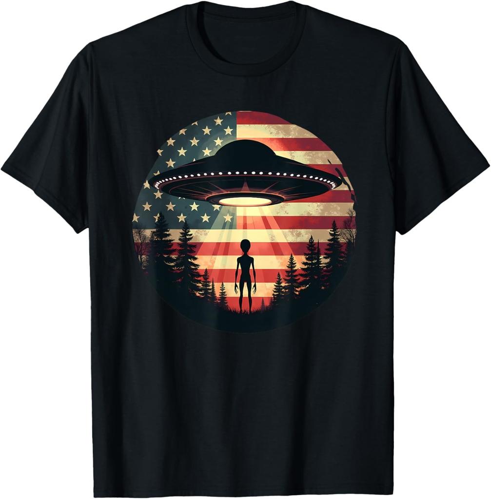 Aliens UFO Egyptian Pyramids | Science Fiction T-Shirt Custom Printed Graphic T Shirts Y2k Funny Shirt Camisas Streetwear
