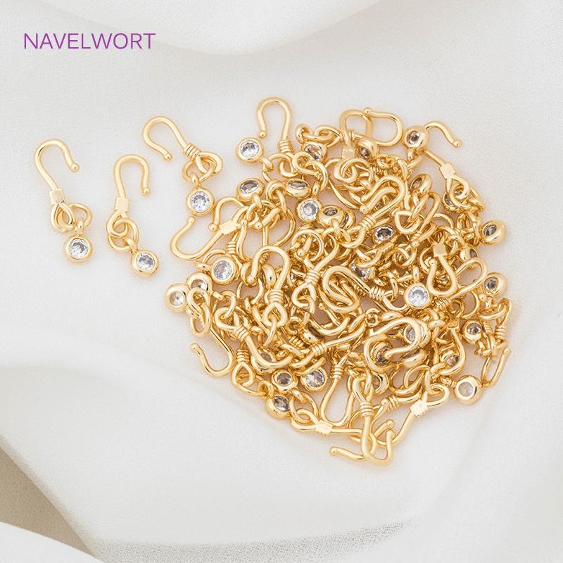 18K Gold Plated S Shaped End Connector Clasps For Jewelry Making, DIY Bracelet Fasteners Clasp Hook