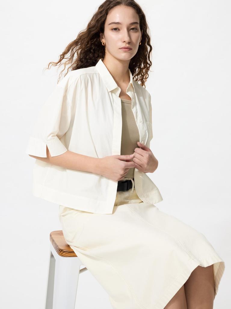 Uniqlo Japan Nylon Boxy Short Shirt 5 Minute Sleeve