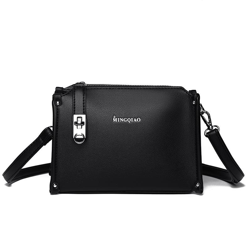 Damen Schwarz PU-Leder Umhängetasche, Kleine Lässige Schulterhandtasche mit Metallschnalle, Tägliche Geldbörse