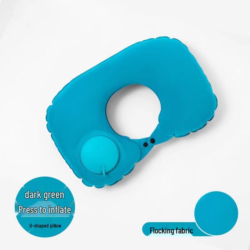 Inflatable U-shaped Neck Support Pillow for Travel - Portable and Press-type for Car & Airplane Comfort
