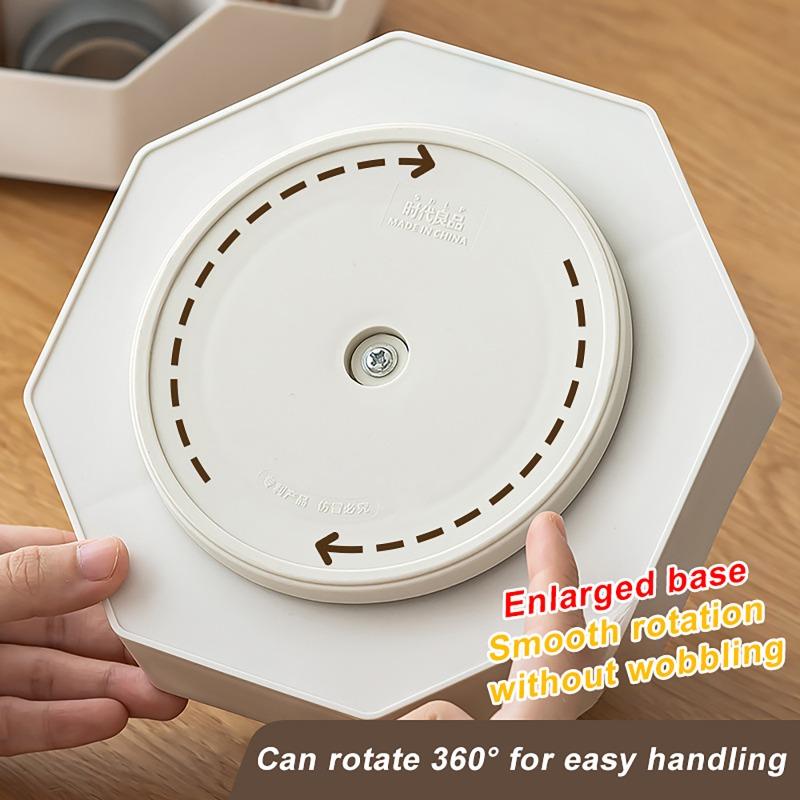 Rotating Pen Holder Multi-Compartment Storage Caddy Large-Capacity Desktop Stationery & Cosmetic Storage Box for Dorms Office