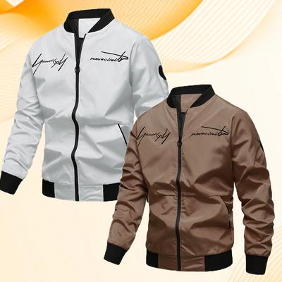 Kurtka męska Piesze wycieczki Kemping Wiatroszczelna Odzież wierzchnia Wiosna Jesień Zamek błyskawiczny List Haft Odzież sportowa Bomber Casual Płaszcze Streetwear Yasheng