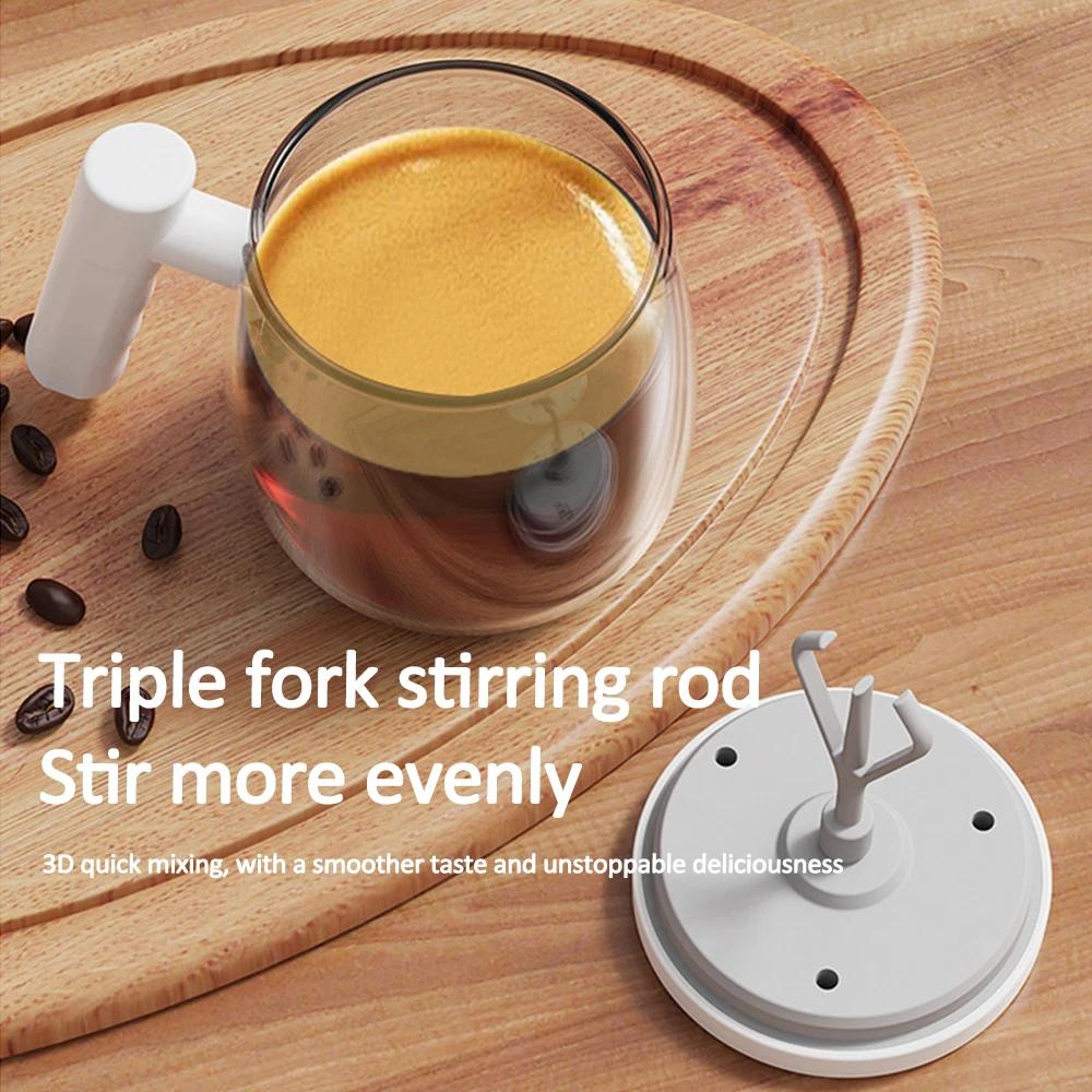 400ML Glass Electric Self-stirring Coffee Mug with Handles High-Speed Mixing Mug for Coffee Milk Tea Rechargeable Cup For Home