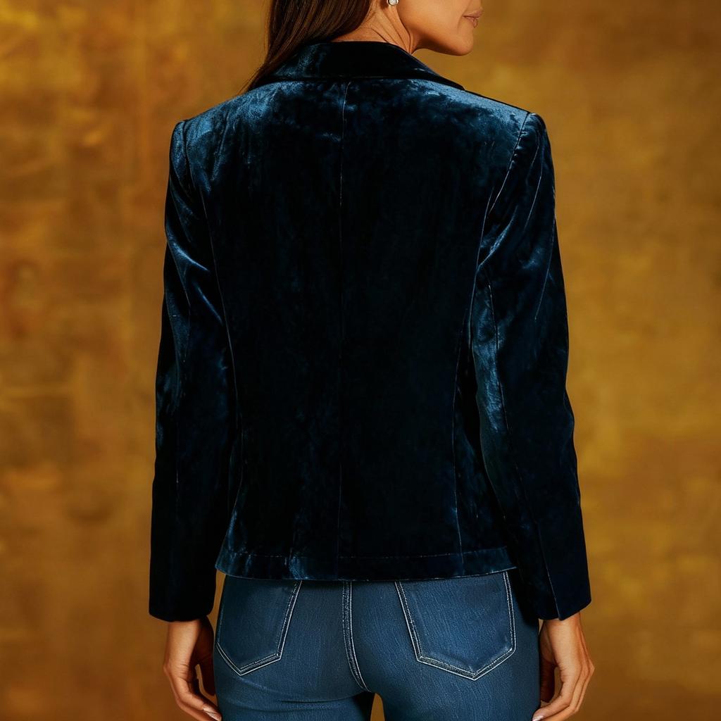 Damen Modische Lässige Einfarbige Retro Langarm Samt Hemd Jacke