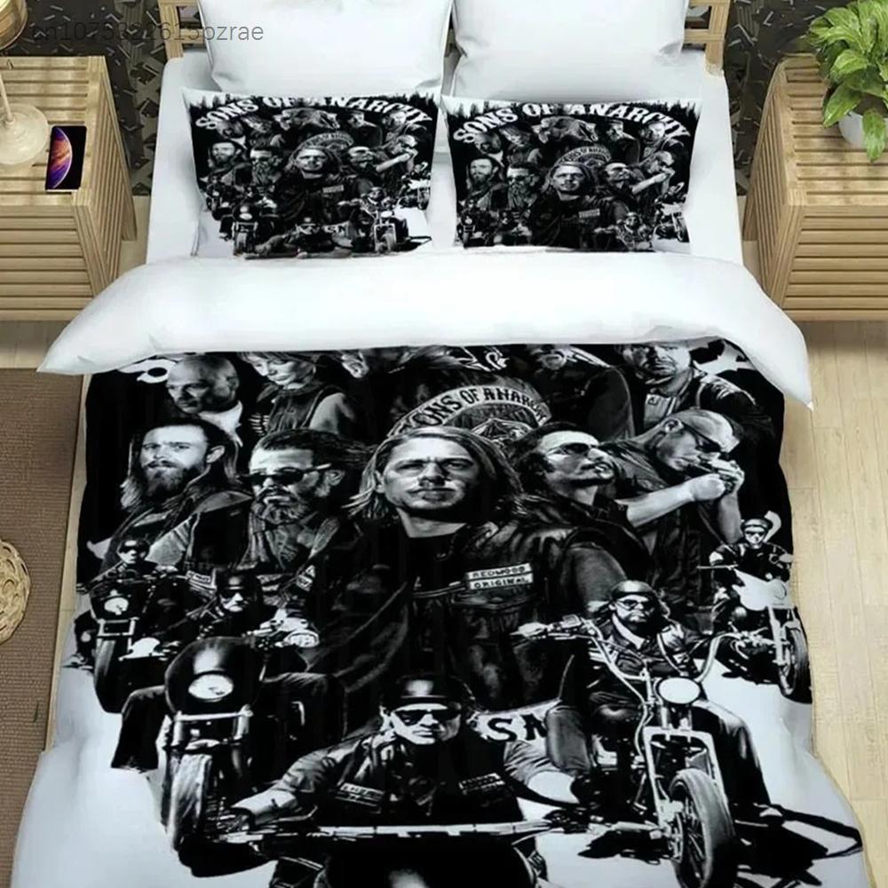 Sons Of Anarchy Retro Bedding Set For Bedroom Soft Modern Bedspreads Comefortable Kids Duvet Cover Quilt Cover And Pillowcase
