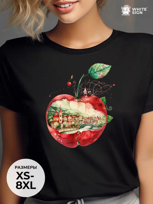 Oversized summer T-shirt with Cherry Town print 2XL