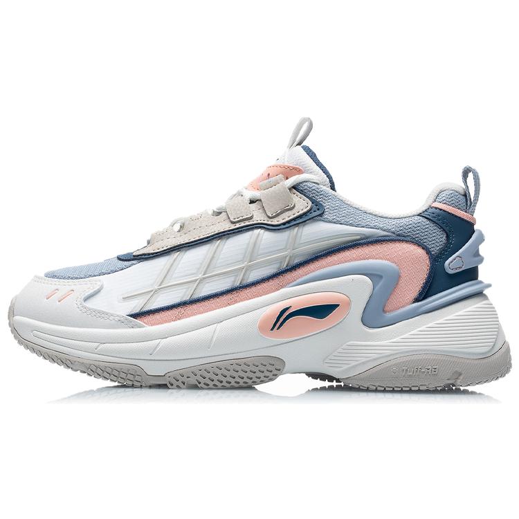 New LiNing Nebula OG Cushioned Anti Slip And Wear Resistant Lightweight Low Top Sports Casual Shoes Women's White Blue Pink AGCR014-5