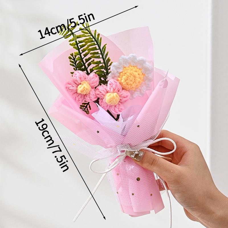 Sunflower Bouquet Gift Handmade Knitted Creative Valentine's Day Gifts For Girl DIY Simulate Bouquet Handmade Knitted Bouquet