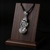 Silver Ruyi Pixiu Pendant, Unisex Braided Rope Necklace, Pikachu Sweater Chain Pendant, Vintage Ethnic Style Wear Accessory