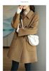 Women's Coffee Wool Coat - 2025 Autumn/Winter, Thickened, Korean Style, Slim Fit, Medium-Long