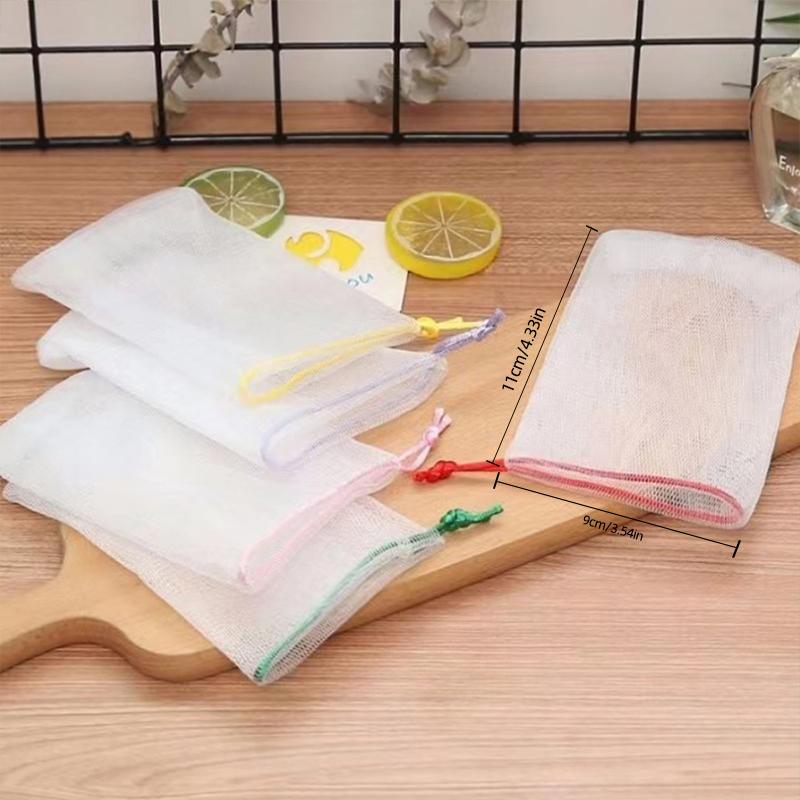 Foaming Nets Wash Hands Cleasing Facial Cleanser Soap Foam Net Drawstring Bags for Bath Cleaning Washing Tools Bathroom Supplies