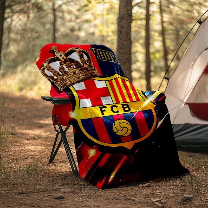 Customiz Name Personality FC Barcelona logo Blanket Soft&Warm Office Bed Travel Lunch Break Blanket,Gift All Seasons