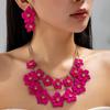 Exquisite Double Flower Necklace & Three-Dimensional Floral Earrings Set