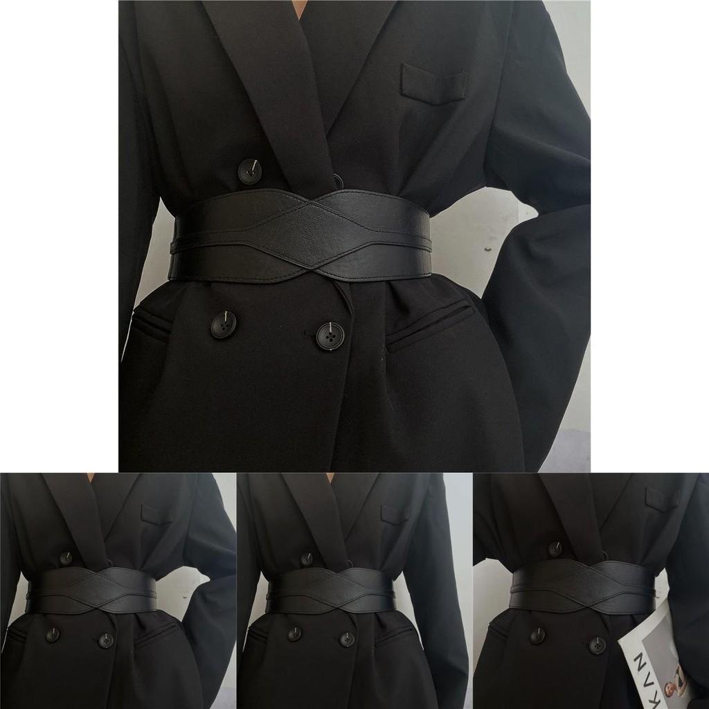 Black Fashionable Youthful Wide Waist Belt For Women Trendy Dress Accessory For Every Occasion