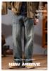 High-end American retro jeans men's autumn and winter new trendy brand loose straight stone grinding old casual pants men