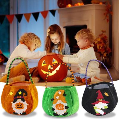 Cute Velvet Halloween Candy Bag Gnome Trick Or Treat Tote Bag With Handle Cosplay Props Halloween Gift Basket Gifts