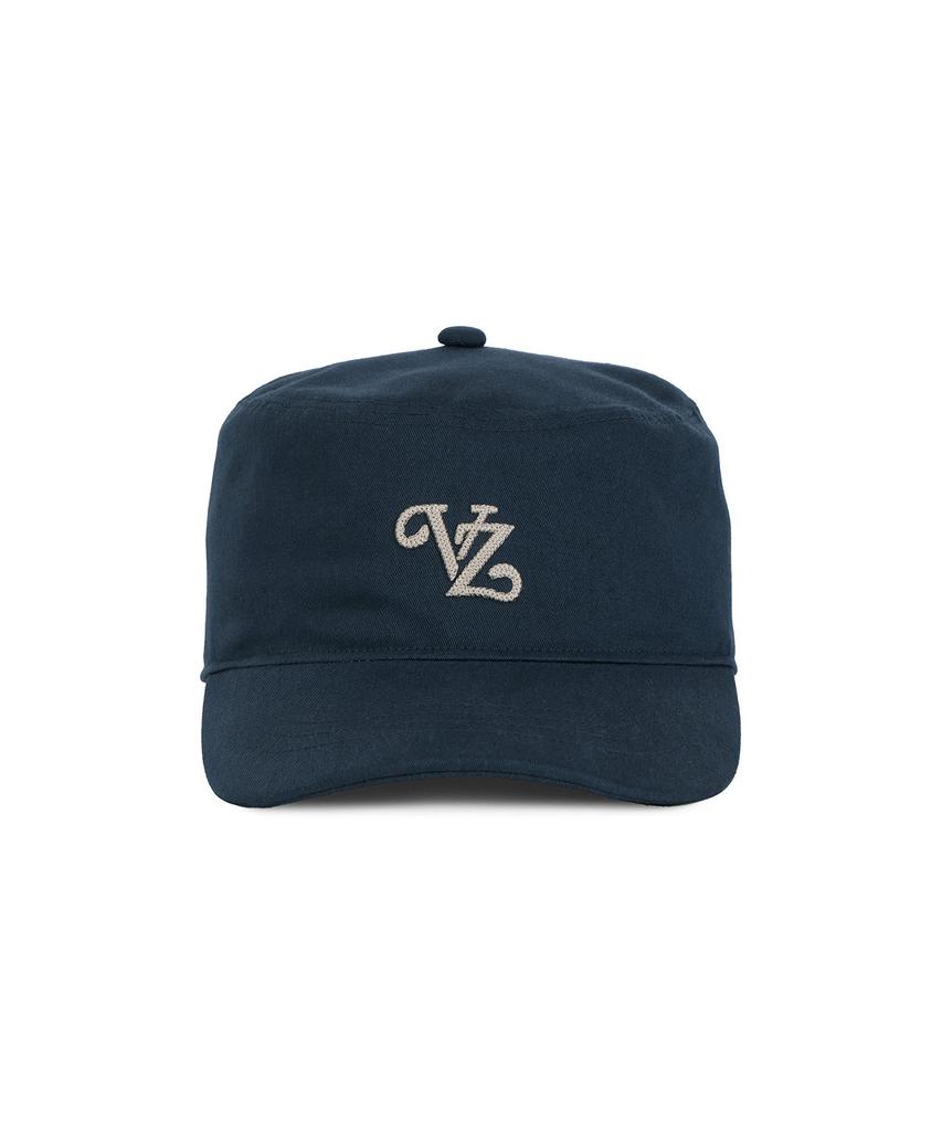Bajal Leaf Vz Monogram Twill Pillbox Cap Navy
