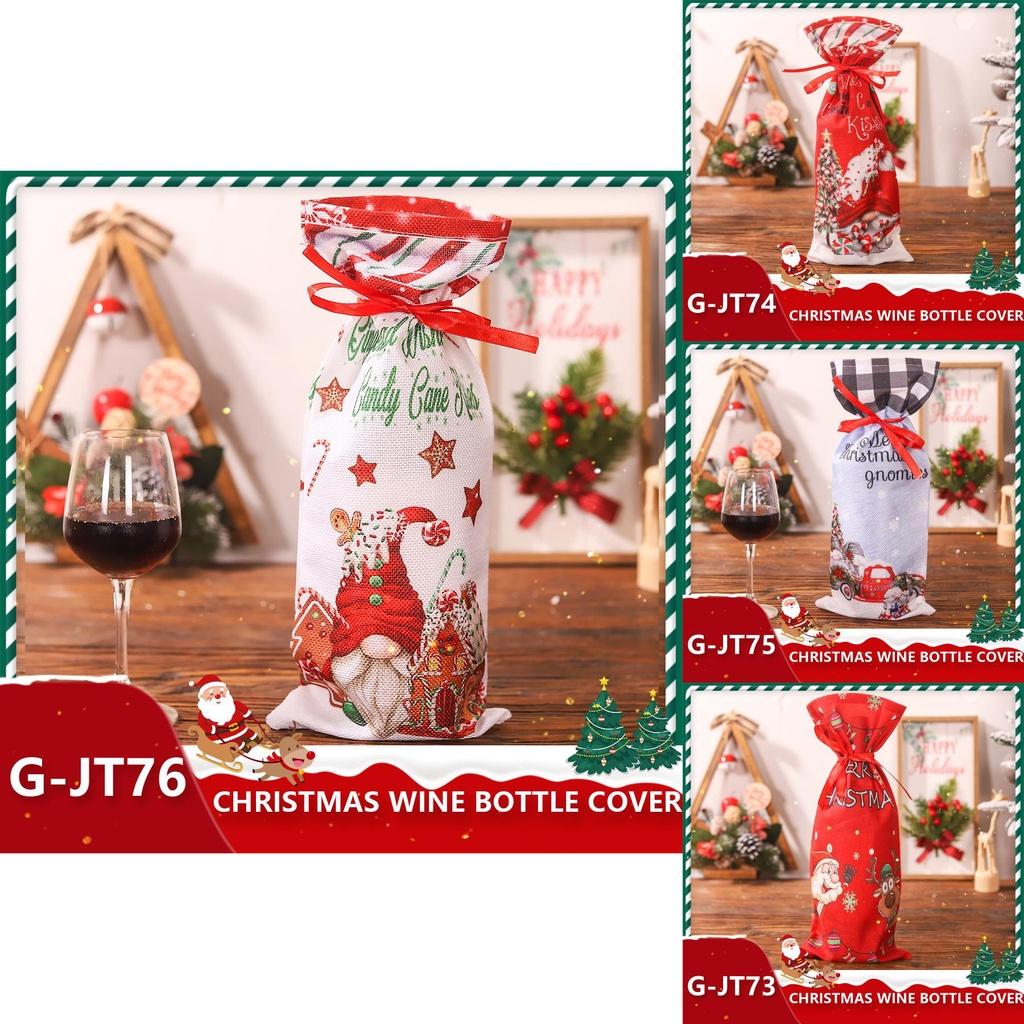 Festliche Weihnachts-Weinflaschenhüllen Cartoon-Druck Tischdeko Requisiten