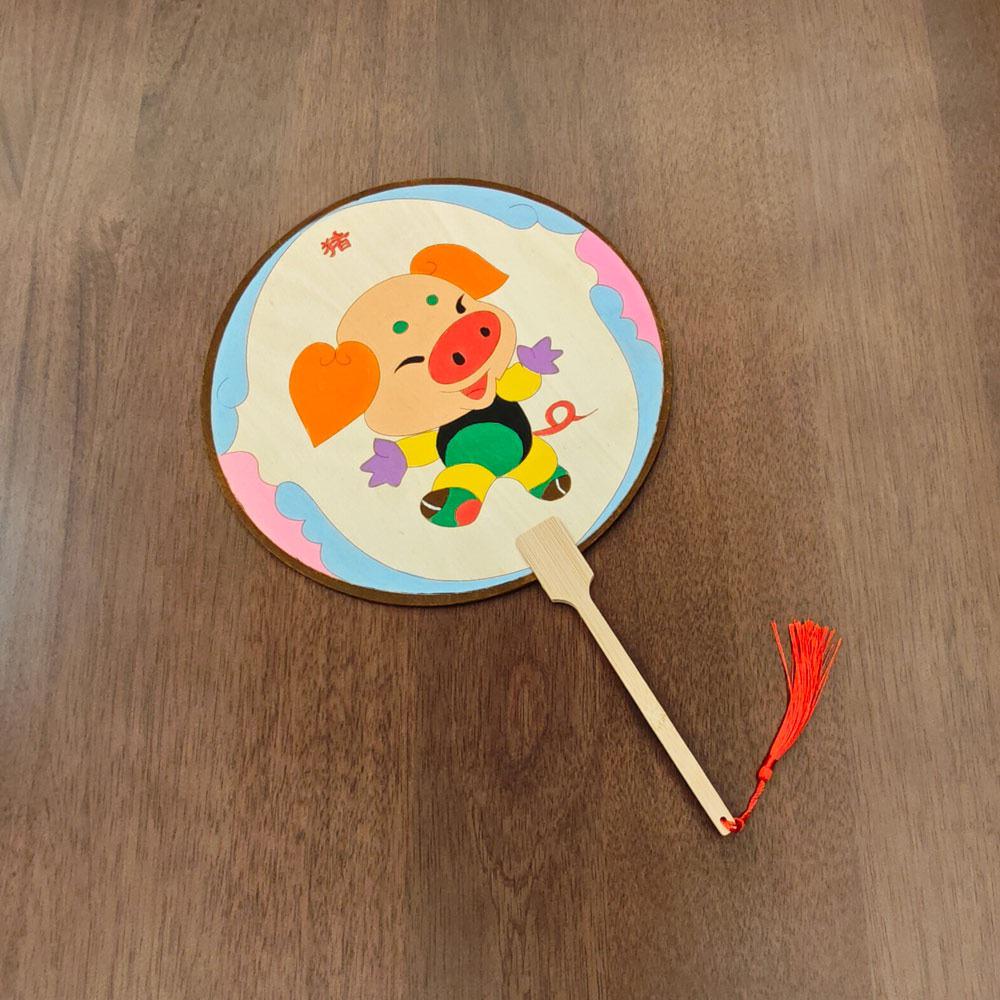Chinese Zodiac DIY Wooden Fan: Children's Coloring Kit for Creative Parent-Child Interaction