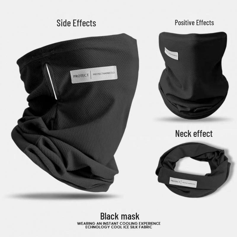 

Men s Summer Riding Ice Silk Neck Scarf with Ear Hooks - Sunscreen Protection Face Mask for Electric Vehicle Riding