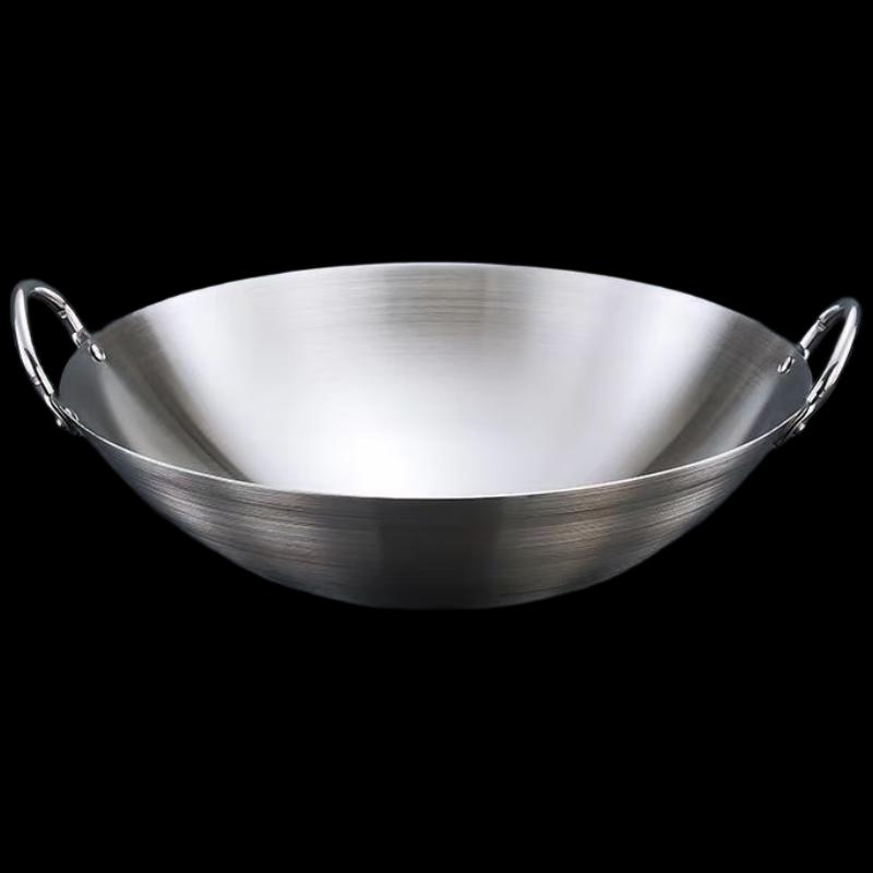 Wok de fier rotund de 50 cm, comercial, cu două mânere