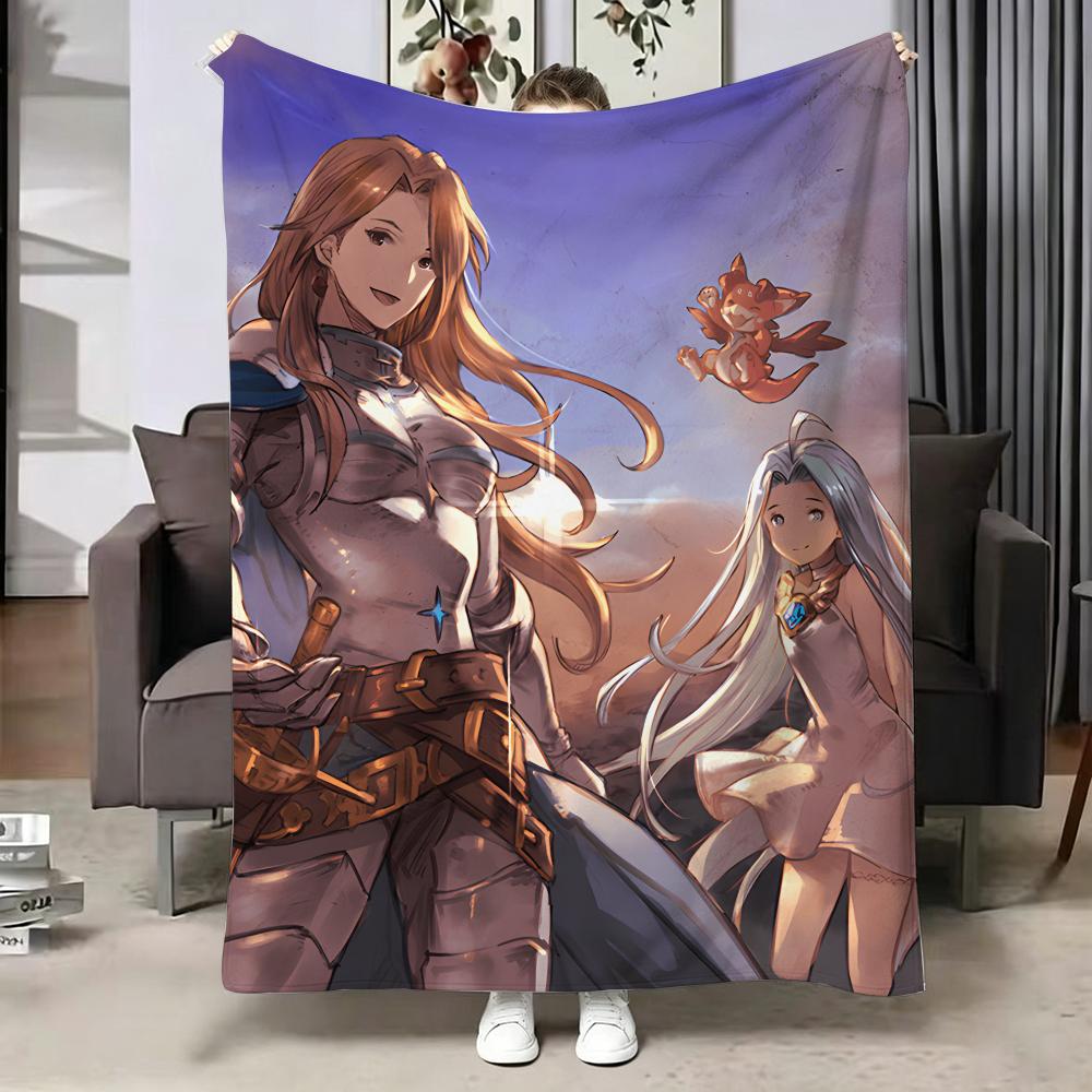Game GGranblue FFantasy Throw Soft Warm Flannel Blanket Multiuse Throw for Bed Sofa Office Air Conditioning Nap Blanket