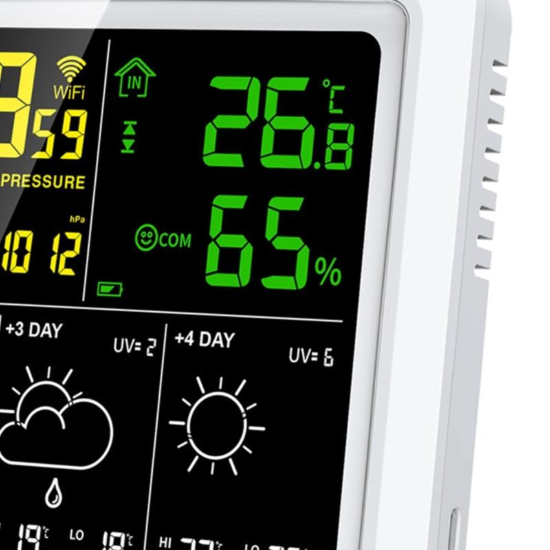 Intelligent WiFi Color Display Weather Stations With Indoor and outdoor Temperature Humidities Monitoring 5Day Weather Forecasts