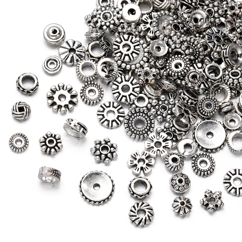 

20/50Grams Ancient Silver Color Alloy Mixed Beads Big Hold Spacer Bead Pendants Charms for DIY Jewelry Making Accessories 20grams