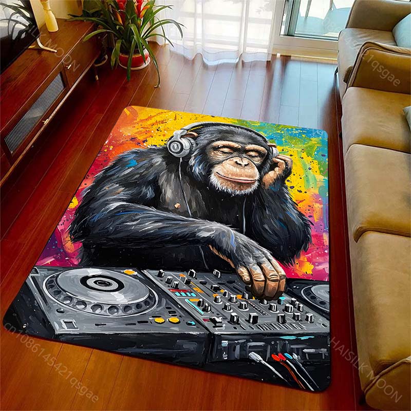 A Gorilla On a Graffiti-Style Album Cover Print Carpet for Living Room Bedroom Sofa Home Decor Non-slip Mat Luxury Gift
