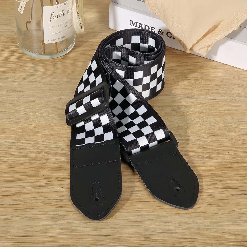 1pc Extra Wide Acoustic Guitar Strap, Leather Belt Adjustable Shoulder Strap with Artistic Print for Guitar & Bass