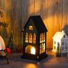 Antiker Kirchenhaus-Kerzenhalter Gotischer Mini-Hohlkerzenhalter Schreibtisch-Ornament Hausraum Hochzeitsdekoration Geschenk