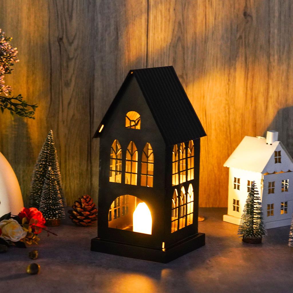 Vintage Church House Candle Holder Gothic Mini Hollow Candle Holder Desktop Ornament Home Room Wedding Decoration Gift
