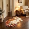 2D Cat-Shaped Area Rug Non-Slip Cartoon Carpet Cute Home Decor Carpet  Living Rooms
