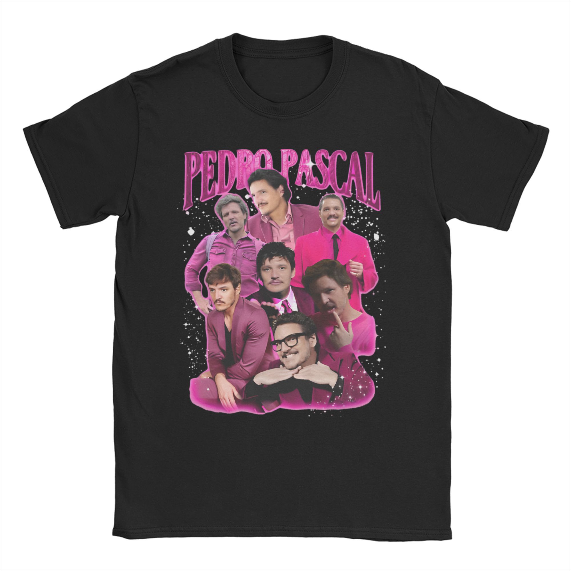 

2026 Men Womens Pedro Pascal T Shirt Funny Actor Vintage 90s Pure Cotton Tops Fashion Short Sleeve Crewneck Tees New TShirts L