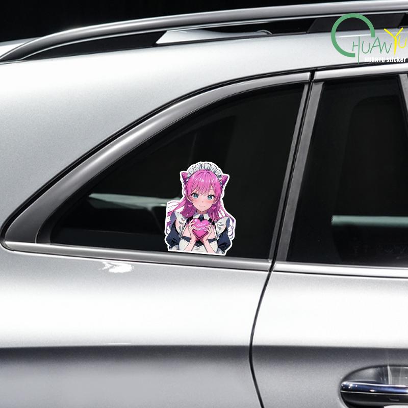 Cute Girl Anime Car Sticker Car Sticker Motorcycle Bumper Car Window Reflective Waterproof Sticker Car Sticker