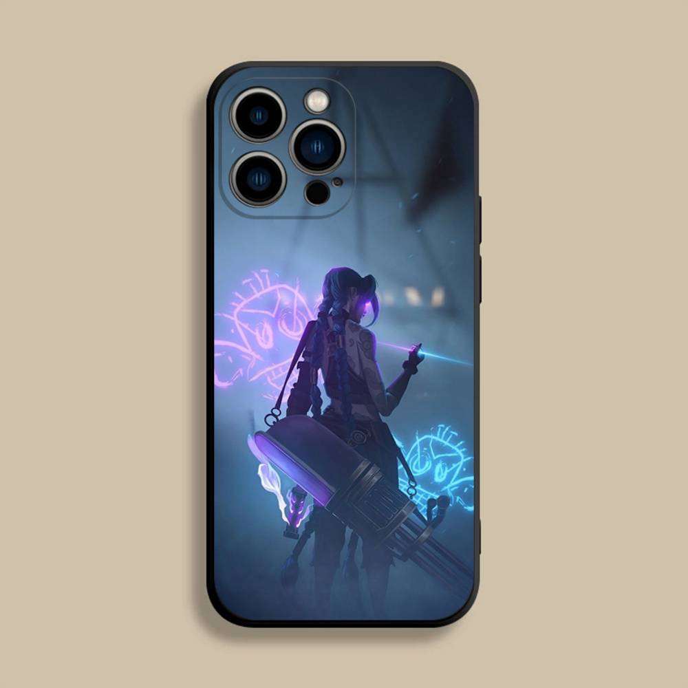 Anime Arcane Jinx Vi Phone Case For iPhone 17,16,15,14,13,12,Pro,Max,Plus,E,SE4,Air,Mini Black Soft Cover