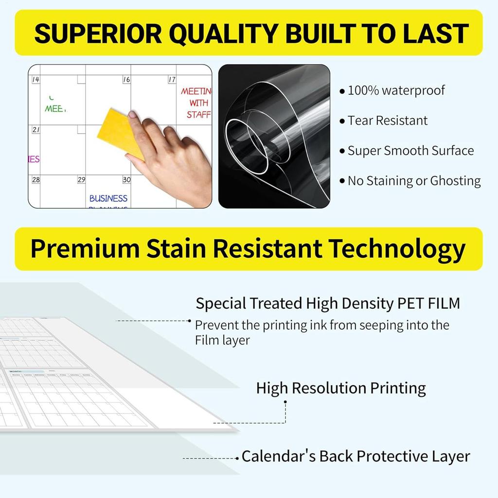 Erasable Large Wall Planner Calendar Reusable Wall Year Calendar Blank Undated Yearly Calendar Oversized Simplicity PlanCalendar