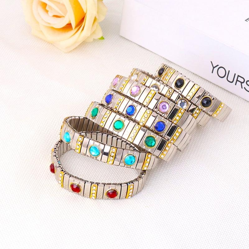 Bohemian Rhinestones Stretch Bracelet Versatile Elastic Rhinestones Wristband Ornament Sophisticated Bracelet Accessory