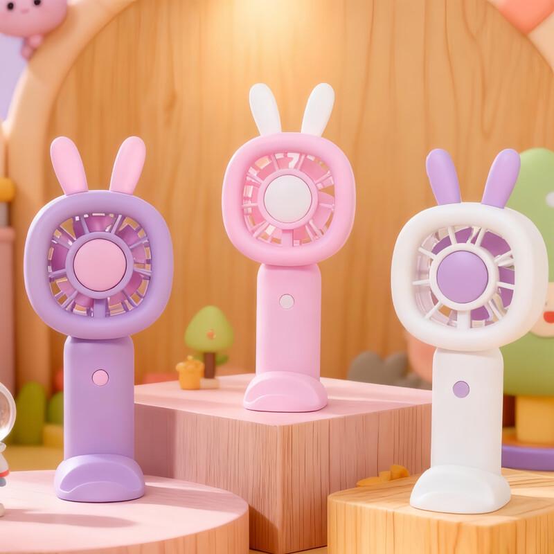 LINGPAN Cute Bunny Rechargeable Handheld Fan 5-Pack