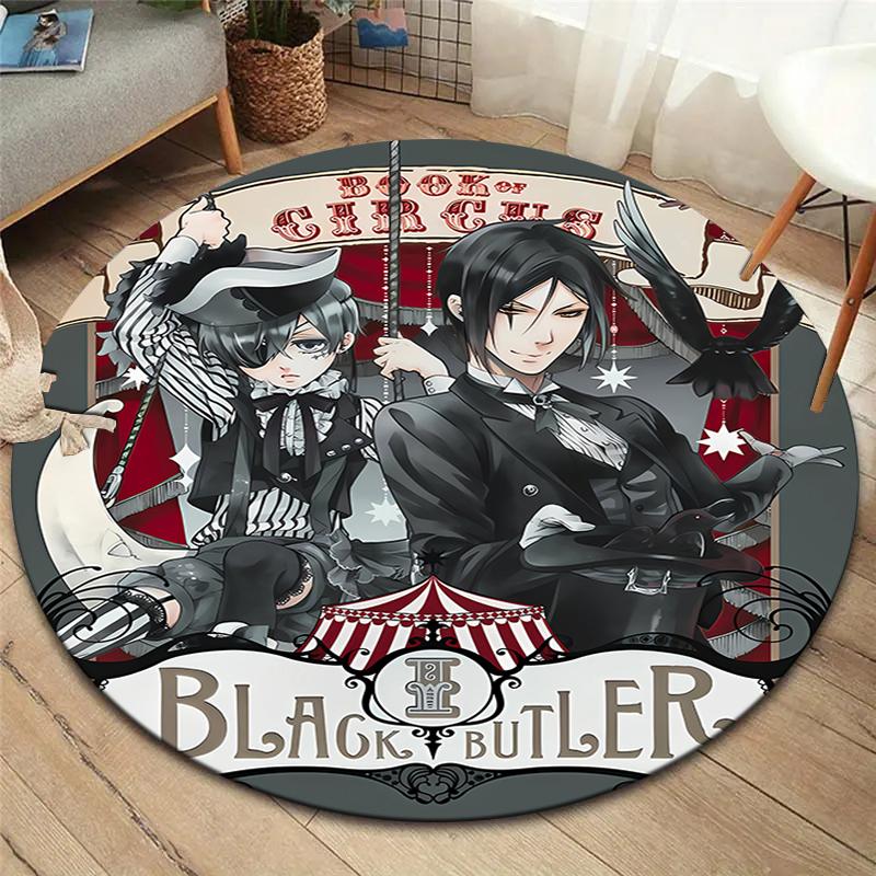Black Butler Round Area Rug,Carpet Rug for Living Room Bedroom Sofa Playroom Decor,Non-slip Floor Mat