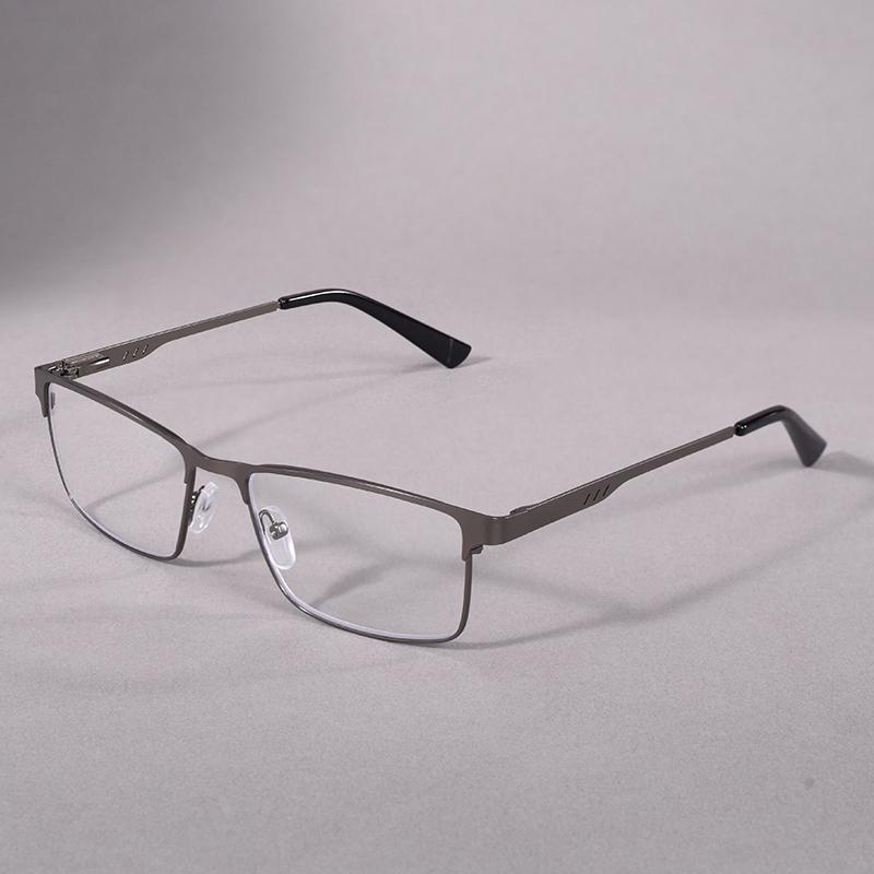 

May Flower Anti Blue Light Reading Glasses Men Metal Prescription Eyeglasses With Spring Hinge Blue Color Frame For Men +75+125 +2.25